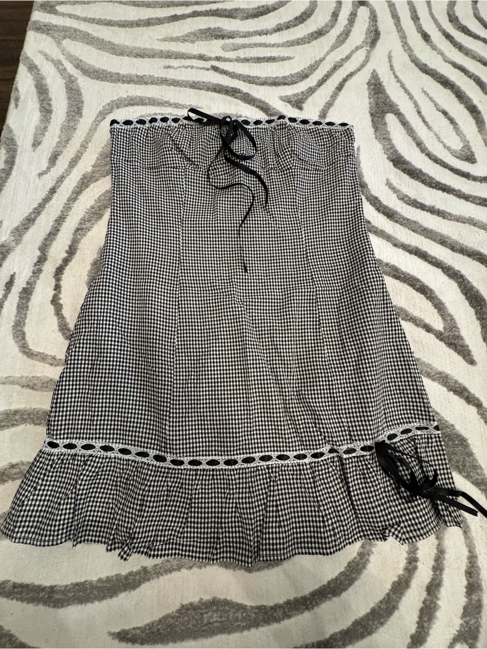 black and white gingham dress